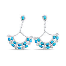 Load image into Gallery viewer, POISITANO DIAMOND TURQUOISE CHANDELIER EARRINGS