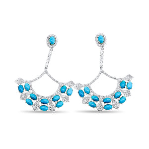 POISITANO DIAMOND TURQUOISE CHANDELIER EARRINGS