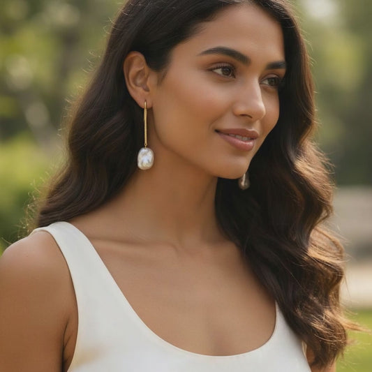 SILVER DIAMOND PEARL EARRINGS