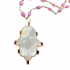 PETRA PINK SAPPHIRE HAMSA PENDANT