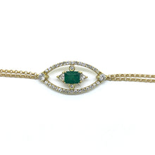 Load image into Gallery viewer, Art Deco Emerald Evil Eye bracelet