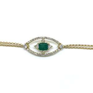 Art Deco Emerald Evil Eye bracelet