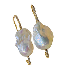 Load image into Gallery viewer, Diamond &amp; Baroque Pearl Earrings