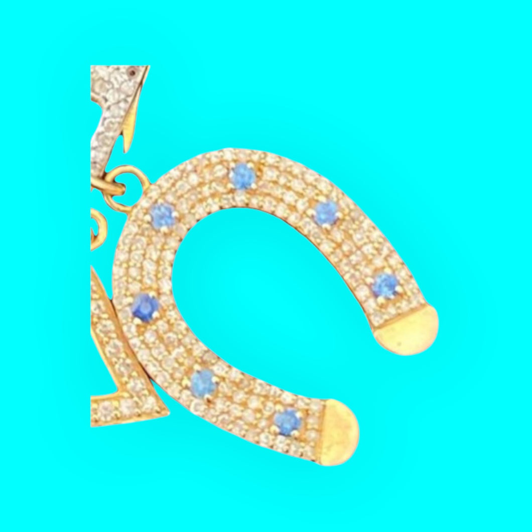 Horseshoe Diamond & Sapphire Pendant