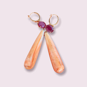 Ruby and Coral Conch Earrings