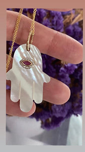 Mother of pearl hamsa pendant
