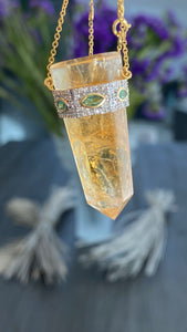 Citrine  Crystal emerald necklace