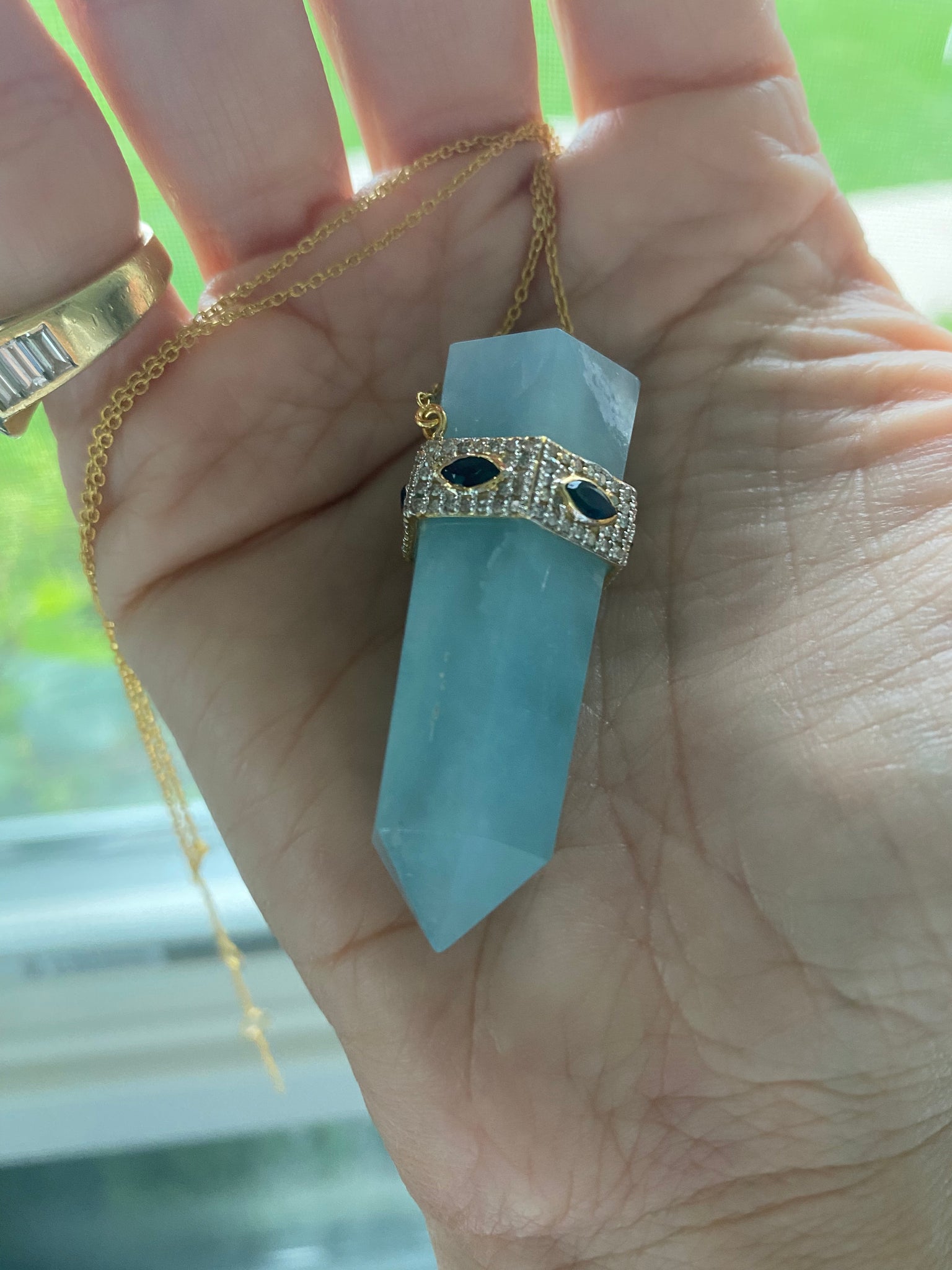 Natural Aquamarine Rough Healing Crystal Birthstone Pendant Necklace -  Amazon.com