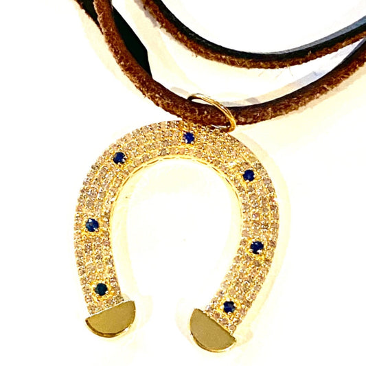 LAS VEGAS LARGE DIAMOND SAPPHIRE HORSE SHOE