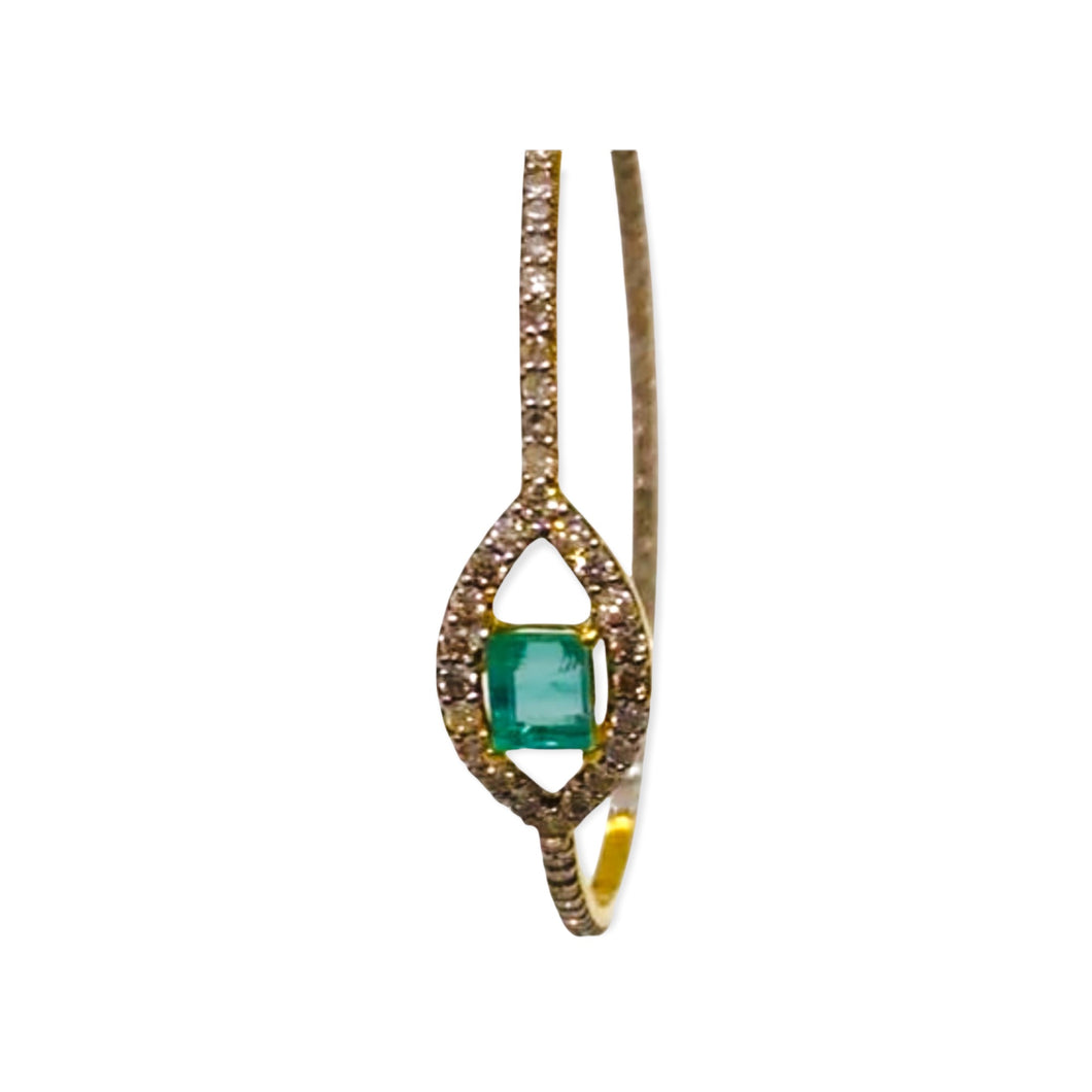 Diamond & Emerald Evil Eye Earrings