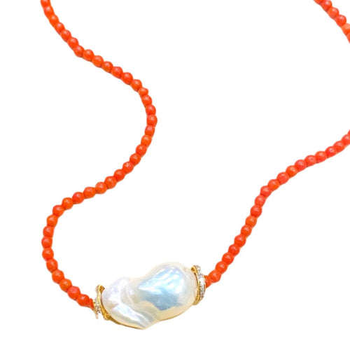 FLORENCE CORAL AND BAROQUE PEARL NECKLACE