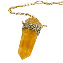 Load image into Gallery viewer, Citrine  Crystal emerald necklace