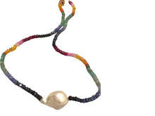 Load image into Gallery viewer, Mixed Sapphires &amp; Baroque Pearl Necklace