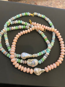 Opals & Baroque Pearl Necklace