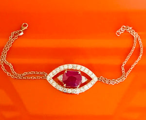 Ruby & Diamond Evil Eye Bracelet