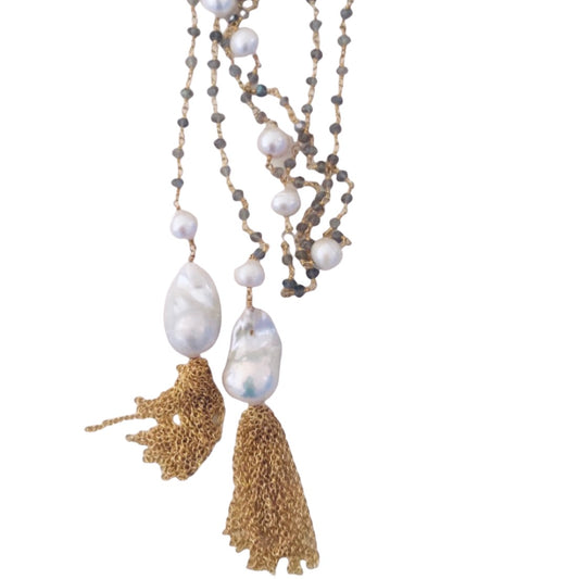 Lisbon Labrodorite Tassel necklace