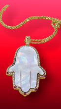 Load image into Gallery viewer, ALICIA MOTHER OF PEARL DIAMOND RUBY HAMSA