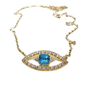 Load image into Gallery viewer, Topaz evil eye necklace