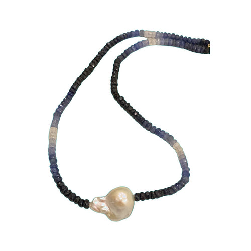 MALDIVES MIXED SAPPHIRE BAROQUE PEARL NECKLACE