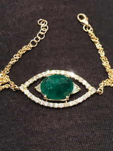 Stunning emerald evil eye bracelet