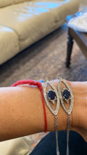 Load image into Gallery viewer, Sapphire  gold and diamond evil eye bracelets