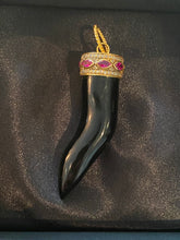 Load image into Gallery viewer, Black onyx Good Luck  Italian horn pendant