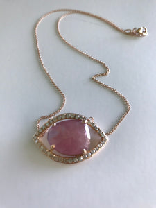 Diamond & Pink Sapphire Evil Eye Necklace