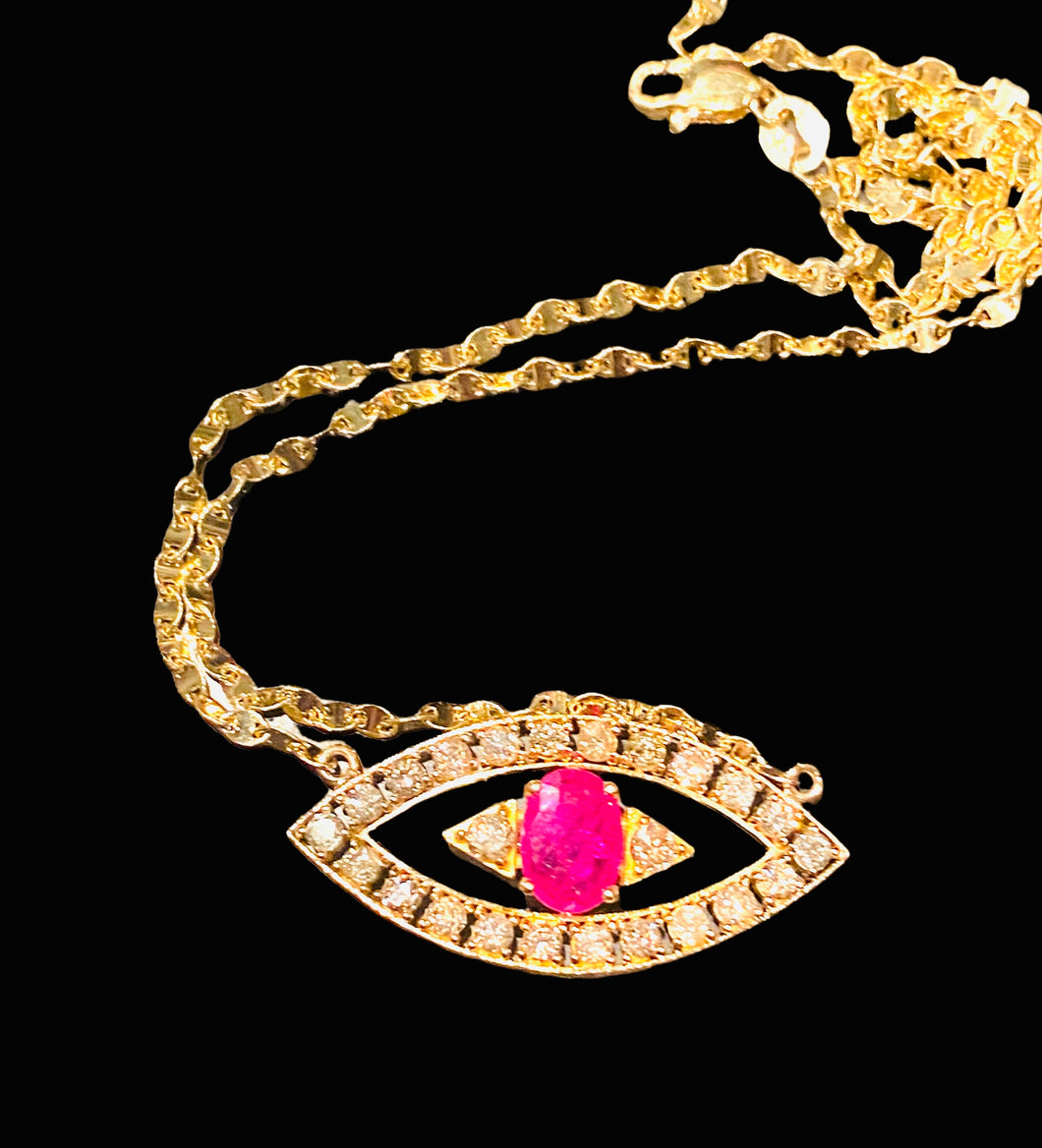 Evil eye ruby necklace