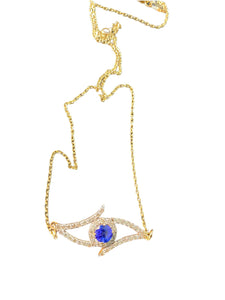 Evil eye necklace with tanzanite