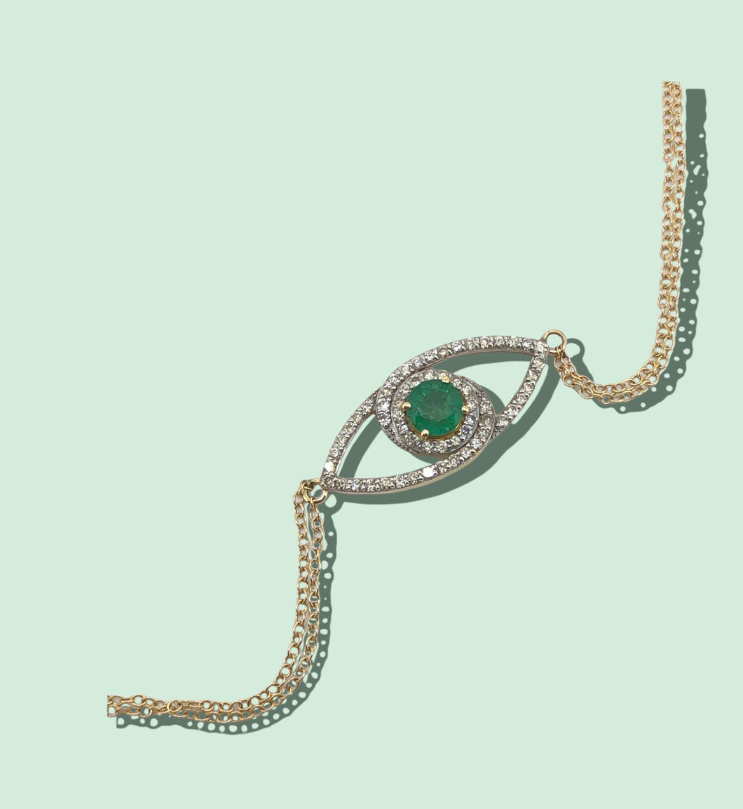 Infinity emerald evil eye bracelet
