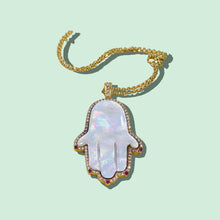 Load image into Gallery viewer, ALICIA MOTHER OF PEARL DIAMOND RUBY HAMSA