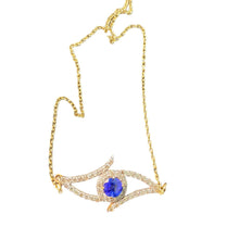 Load image into Gallery viewer, Tanzanite &amp; Diamond Evil Eye Necklace