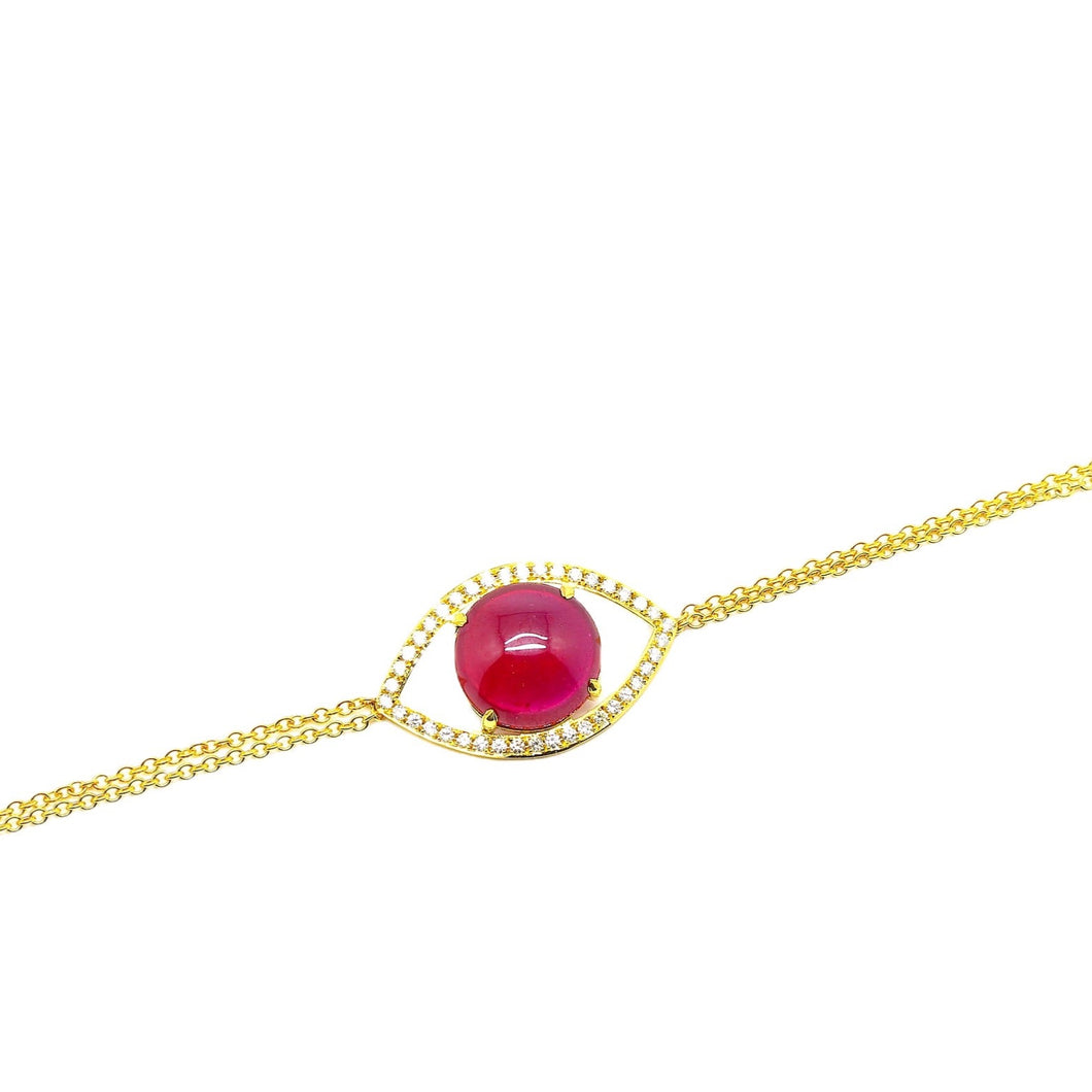 BORA BORA  DIAMOND  & CABACHON RUBY EVIL EYE BRACELET