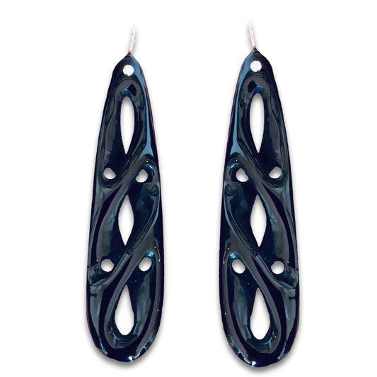 ACAPULCO CARVED BLACK AGATE EARRINGS