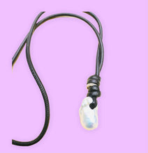 Load image into Gallery viewer, Leather &amp; Baroque Pearl Diamond Necklace