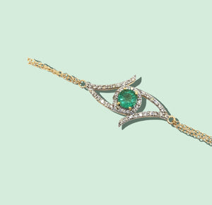 Unique emerald evil eye bracelet
