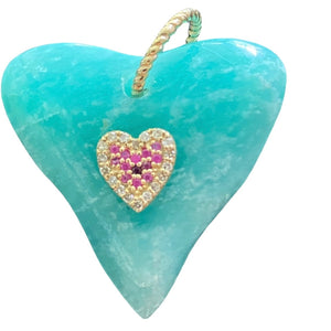 Chrystophase and ruby heart pendant