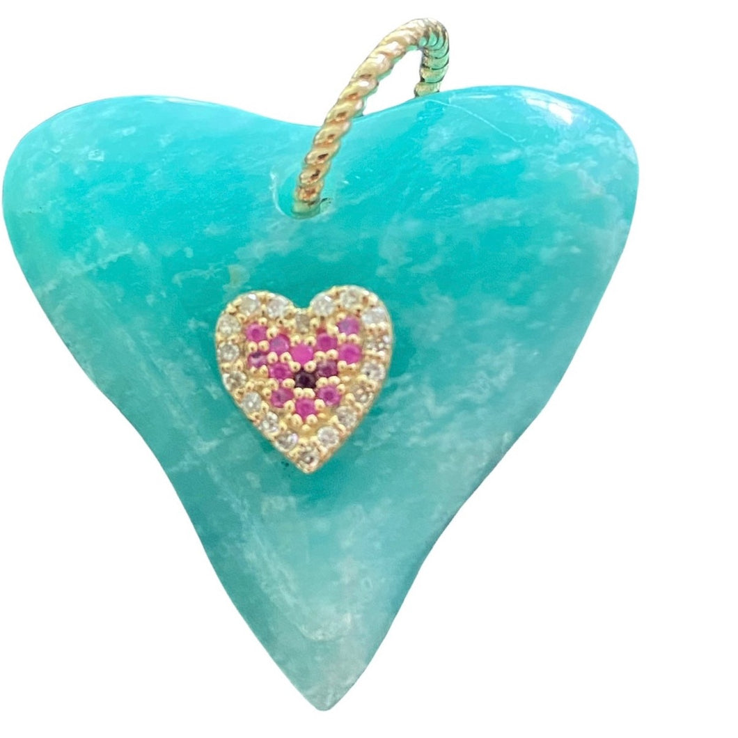 TURKS AND CAICOS CHRYSTOPHASE RUBY HEART PENDANT