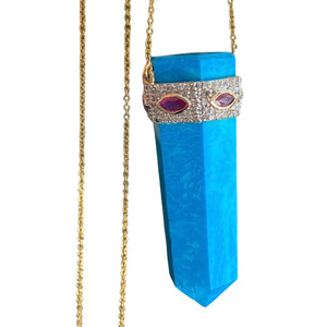 Trieste Turquoise crystal with rubies necklace