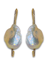 Load image into Gallery viewer, Diamond &amp; Baroque Pearl Earrings