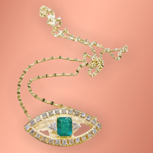 Load image into Gallery viewer, Emerald Evil Eye Necklace