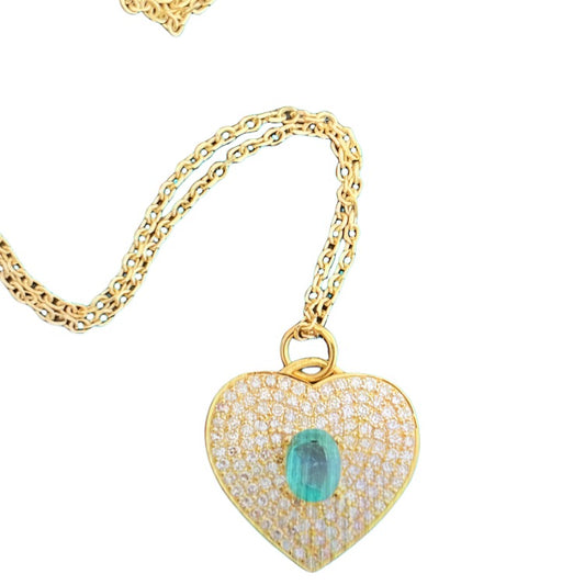 JUPITER DIAMOND  EMERALD HEART NECKLACE