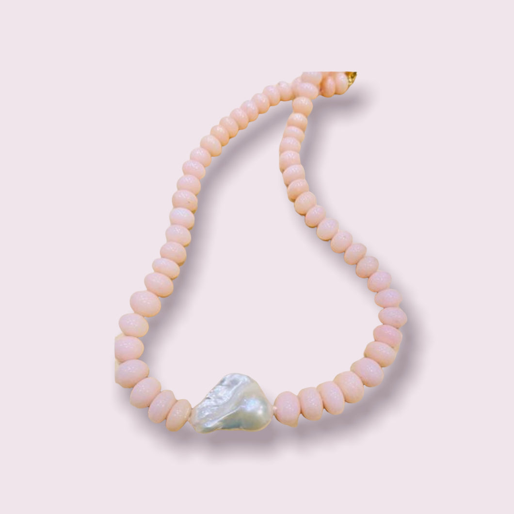Opals & Baroque Pearl Necklace