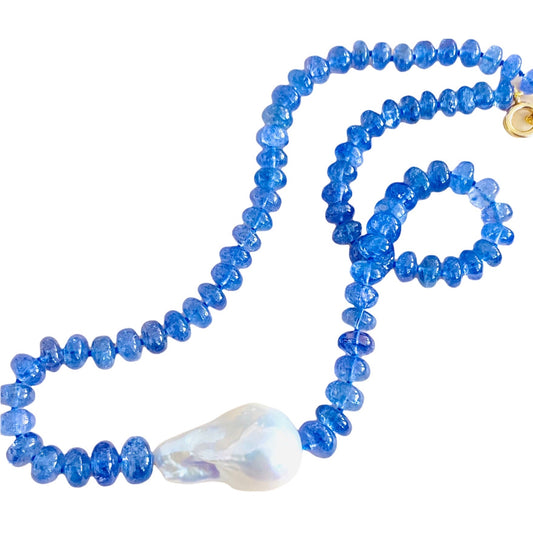 ZANZIBAR TANZANITE BAROQUE PEARL NECKLACE