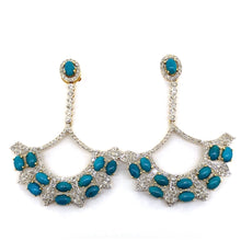 Load image into Gallery viewer, POISITANO DIAMOND TURQUOISE CHANDELIER EARRINGS