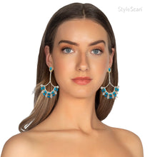 Load image into Gallery viewer, POISITANO DIAMOND TURQUOISE CHANDELIER EARRINGS