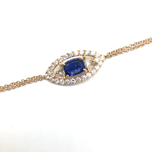 CAPRI  DIAMOND  & OVAL BLUE  SAPPHIRE EVIL EYE BRACELET