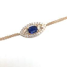 Load image into Gallery viewer, Diamond &amp; Oval Blue Sapphire Evil Eye Bracelet