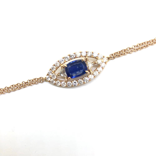 Diamond & Oval Blue Sapphire Evil Eye Bracelet