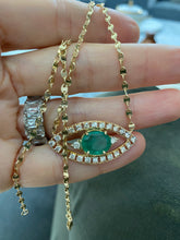 Load image into Gallery viewer, KATERINA EMERALD EVIL EYE NECKLACE